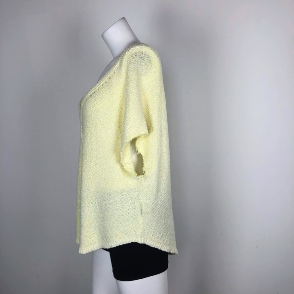 Free People V-Neck Short Slv Nubby Yellow Sweater - Picture 3 of 5